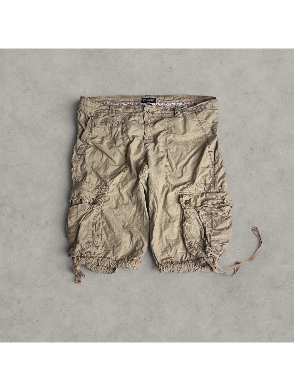 Y2K Polo Ralph Lauren Beige Cargo Shorts Men Size 12